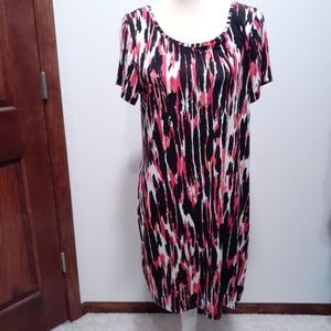 APT 9 Dark and Light Coral and Black Short Sleeve Women's Dress - Size - LARGE